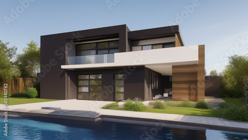 Wallpaper Mural modern house in the suburbs, mansion, luxurious, in the middle of the environment, Generative AI Torontodigital.ca