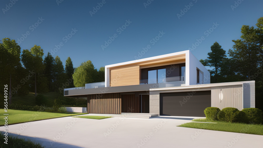 modern house in the suburbs, mansion, luxurious, in the middle of the environment, Generative AI modern house in the suburbs, mansion, luxurious, in the middle of the environment, Generative AI