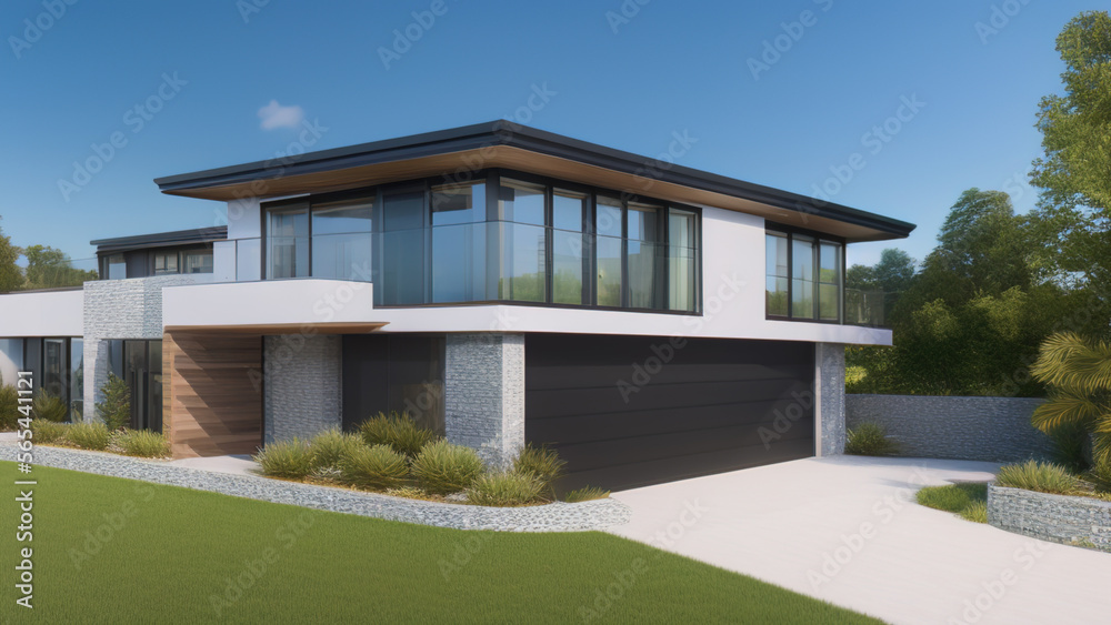 modern house in the suburbs, mansion, luxurious, in the middle of the environment, Generative AI modern house in the suburbs, mansion, luxurious, in the middle of the environment, Generative AI