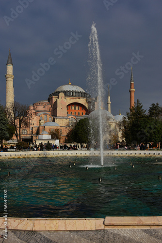 Hagia Sophia -Ayasofya museum and fountain view from the Sultan Ahmet Park in Istanbul, Turkey. Ramadan wallpaper