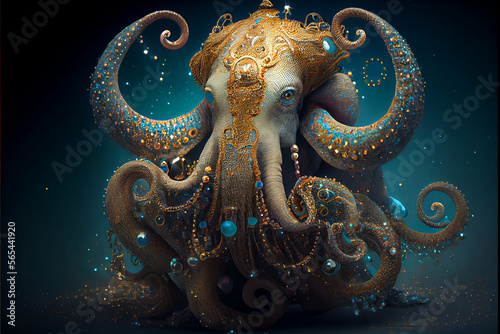 Canvastavla Highly Jeweled Octopus