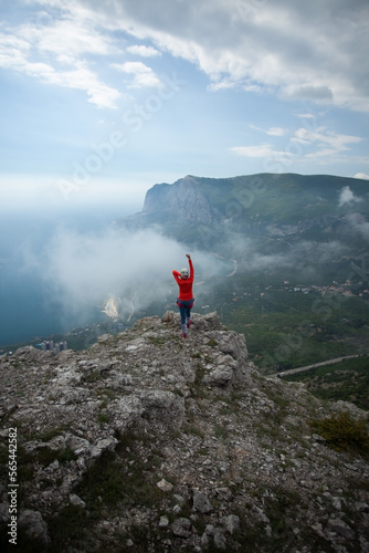 Fototapeta Naklejka Na Ścianę i Meble -  hiker on the top of mountain