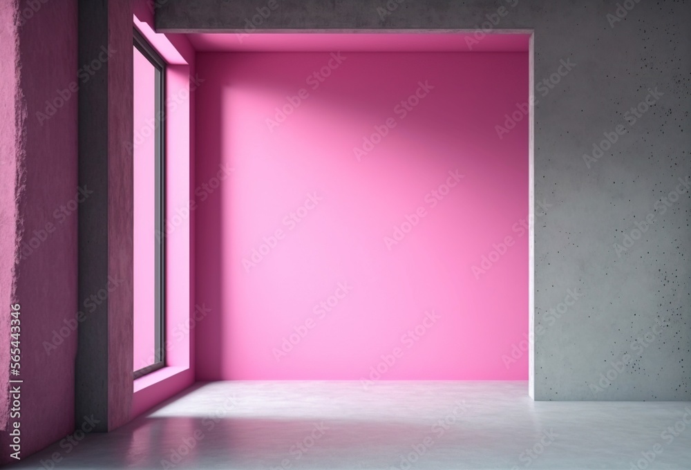 illustration, room with pink cement walls generative AI illustration, room with pink cement walls generative AI