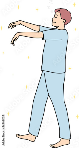 Man in pajama sleepwalking photo