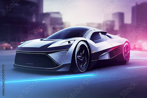 abstract background of EV electronic vehicle car at the city concept art   generative art by A.I.