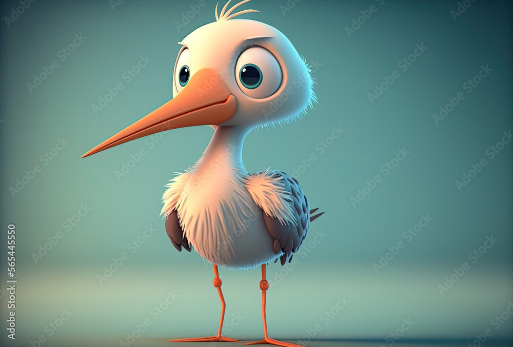 Fototapeta premium Cartoon 3D Animation stork