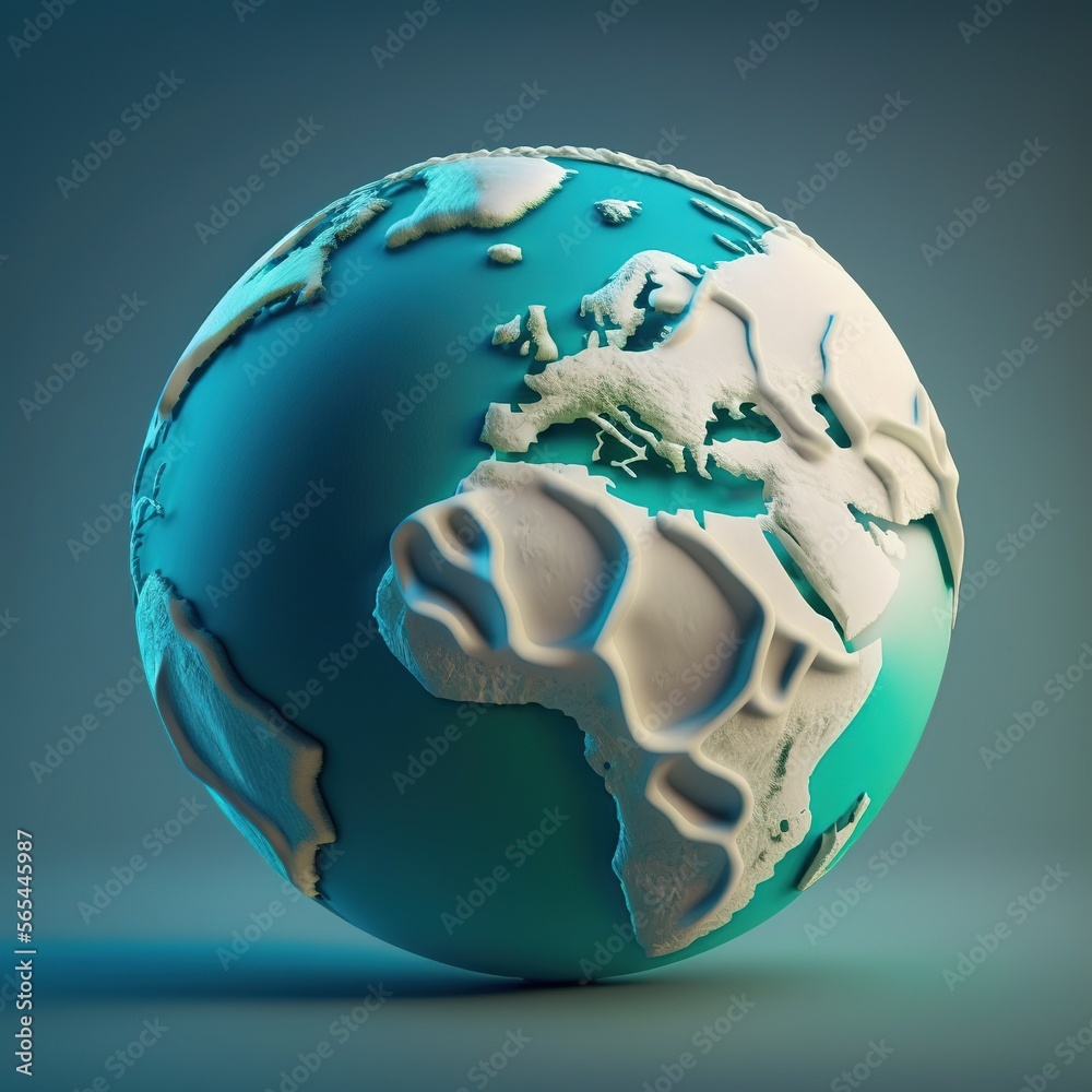 Obraz premium 3D globe with relief. Generative AI.