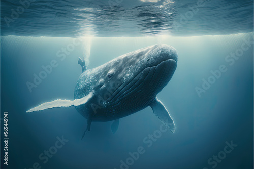whale swimming in the sea, created by generative art © Vina
