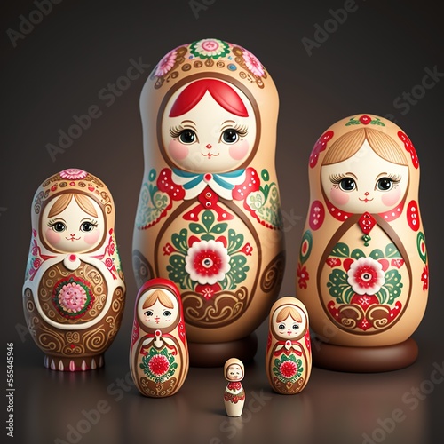 Matrioshka dolls, gingerbread family. Generative AI. © Bargais