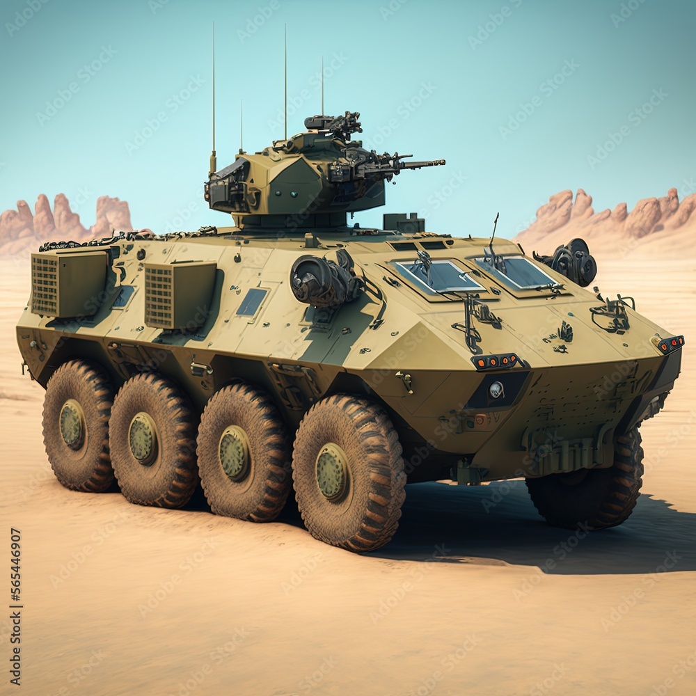 Modern military vehicle. Generative AI.
