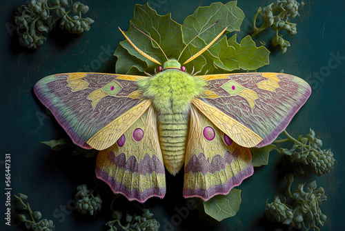 Cabbage Moth Mamestra brassicae, butterfly - illustration - Generative AI photo