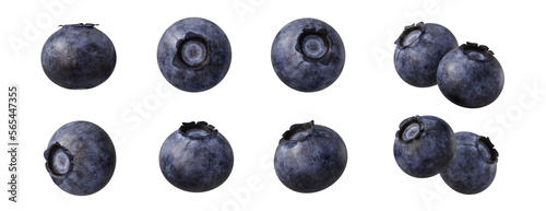Fruit and healthy food concept. Fresh blueberry isolated on transparent background. 3d rendering illustration. PNG format