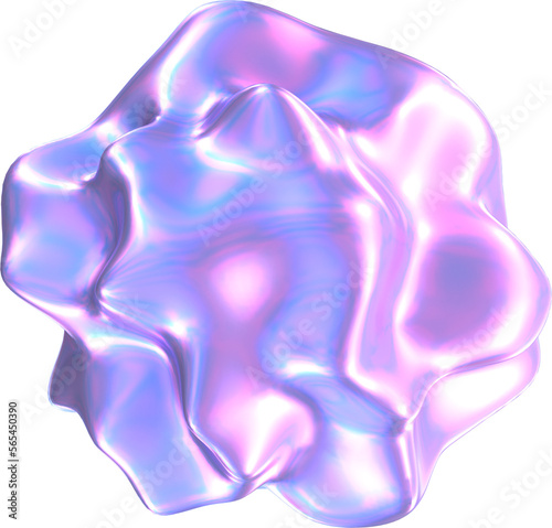 3D rendering holographic liquid shape for design decoration and mixed media