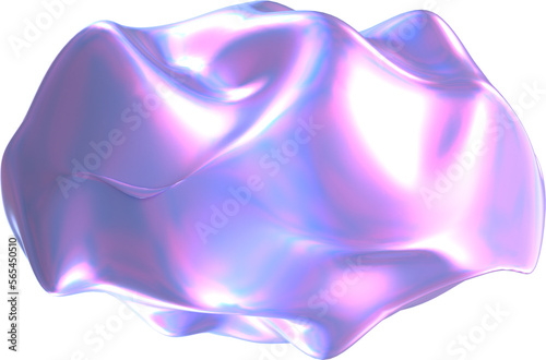 3D rendering holographic liquid shape for design decoration and mixed media