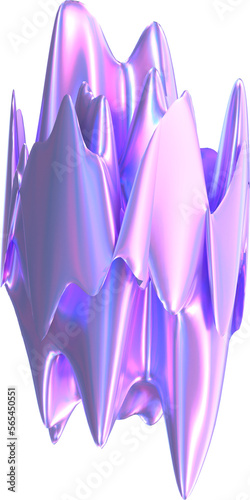 3D rendering holographic liquid shape for design decoration and mixed media