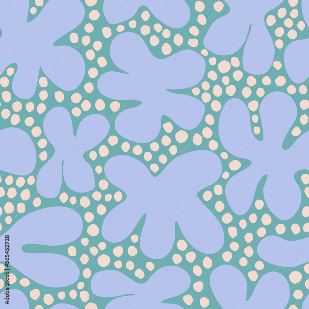 Vector seamless pattern with hand drawn ink dots and organic shapes. Simple and bold texture in naive art style.