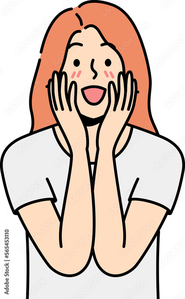 Happy woman excited with unexpected news Happy woman excited with unexpected news