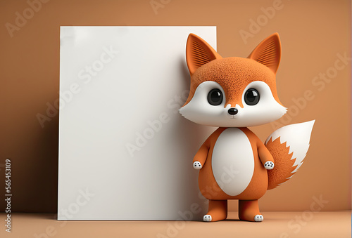 Cute Cartoon Fox Holding a ...