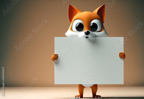 Cute Cartoon Fox Holding a ...