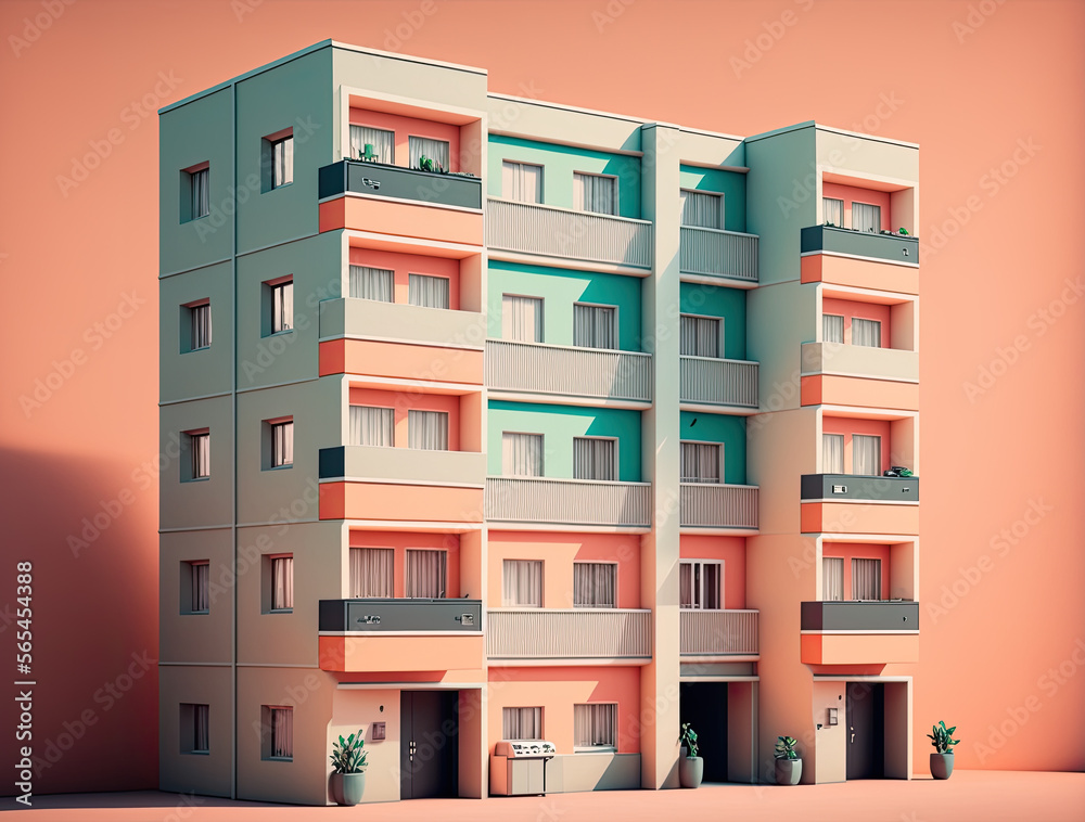 3d render of a modern building created with Generative AI technology
