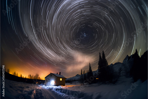 Nightsky with stars and northern lights photo