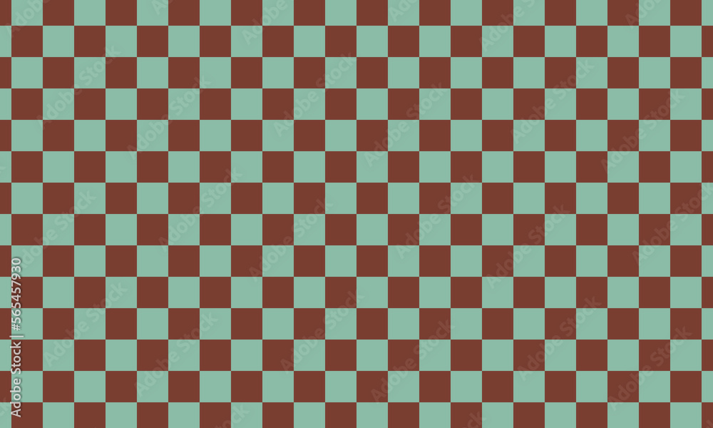 Fototapeta premium ミントチョコレートカラーのチェック柄格子縞バレンタインのベクトル背景シームレスパターン