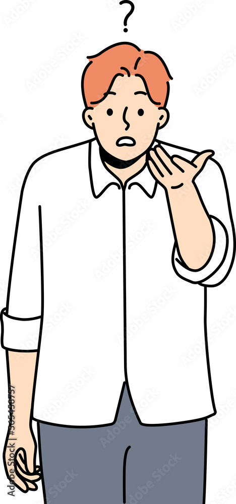Confused man feel frustrated and dissatisfied Confused man feel frustrated and dissatisfied