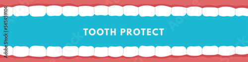 Teeth protect concept. Dental oral health. Oral hygiene. Flat vector isolated illustration