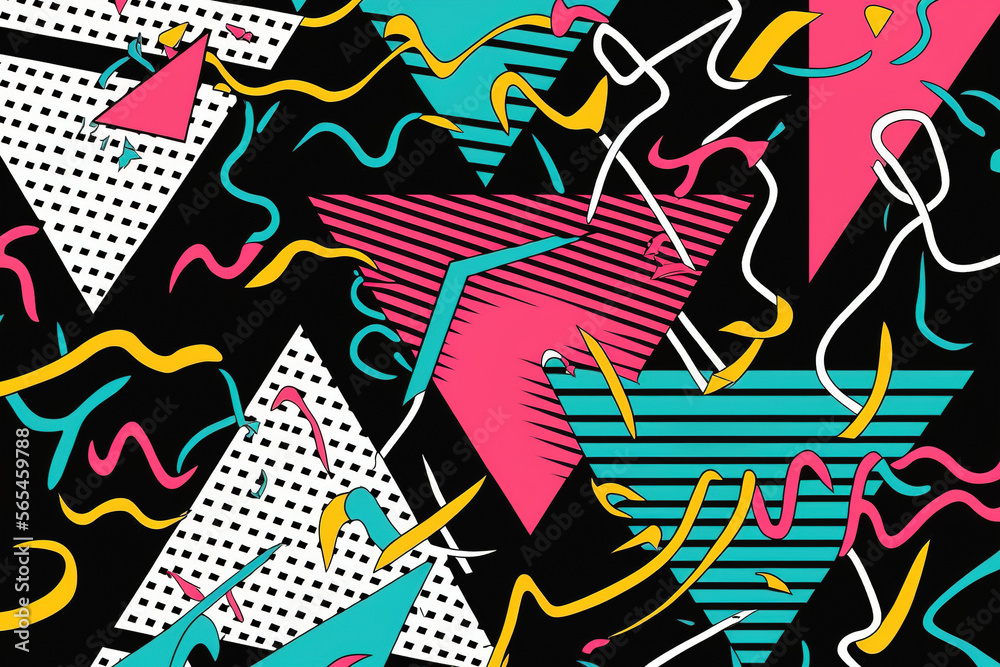Hipster background with geometric patterns in the style of the 90s and 80s, generative ai Hipster background with geometric patterns in the style of the 90s and 80s, generative ai