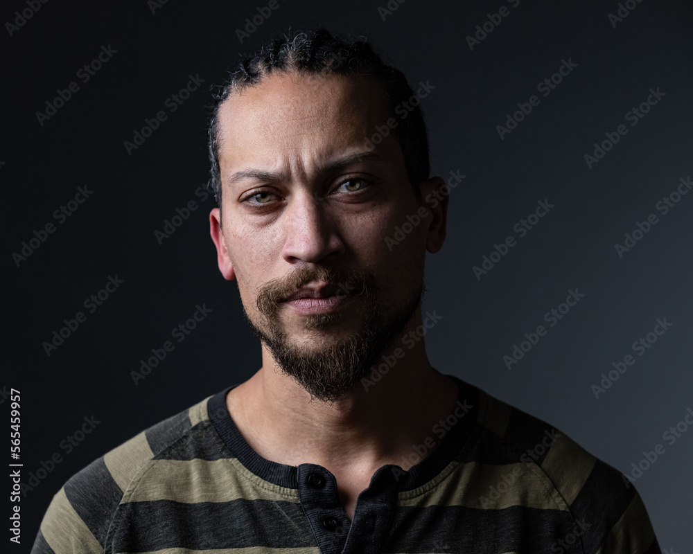 Fototapeta premium Black man portraits on grey background