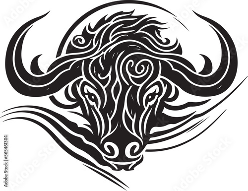 Vector illustration of bullhead with ornament