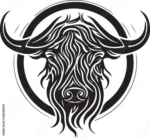 Vector illustration of bullhead with ornament