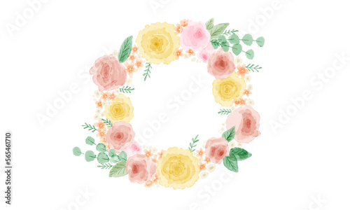 Fototapeta Naklejka Na Ścianę i Meble -  かわいい黄色のお花のリース