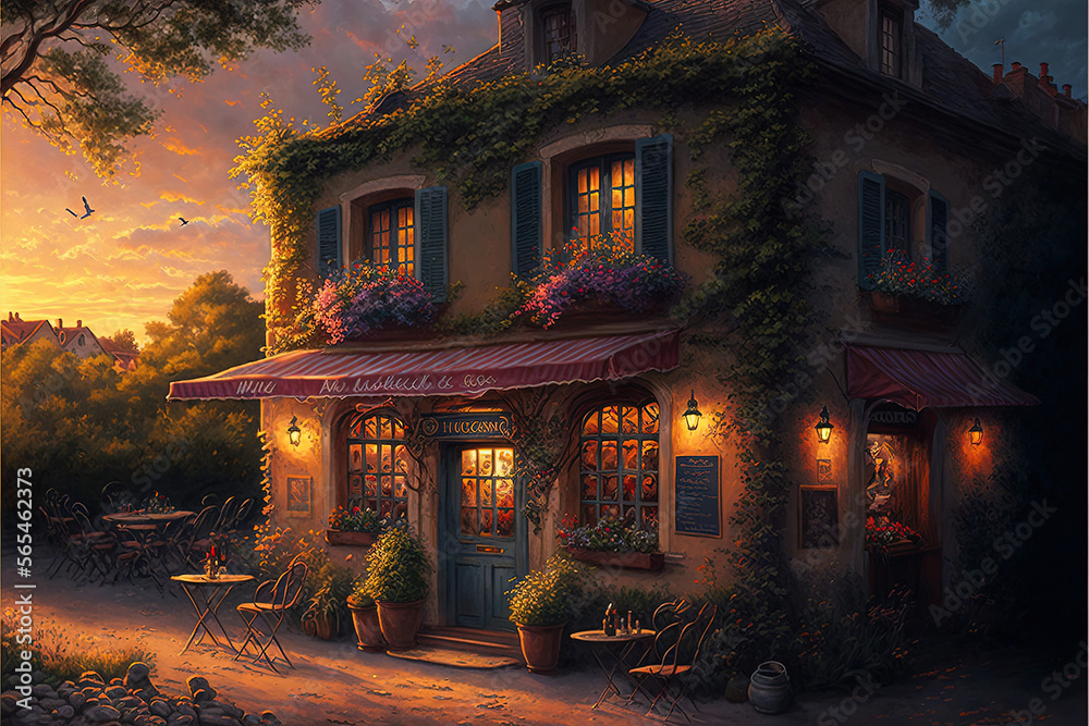 Cafe in a Small French Village