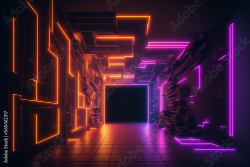 Abstract geometric neon wallpaper