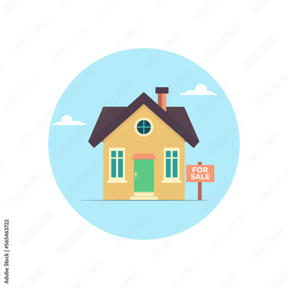 House for sale icon. Flat design vector illustration. 