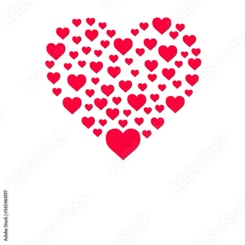 Red Hearts.Hearts forming a bigger heart  PNG format with alpha channel.
