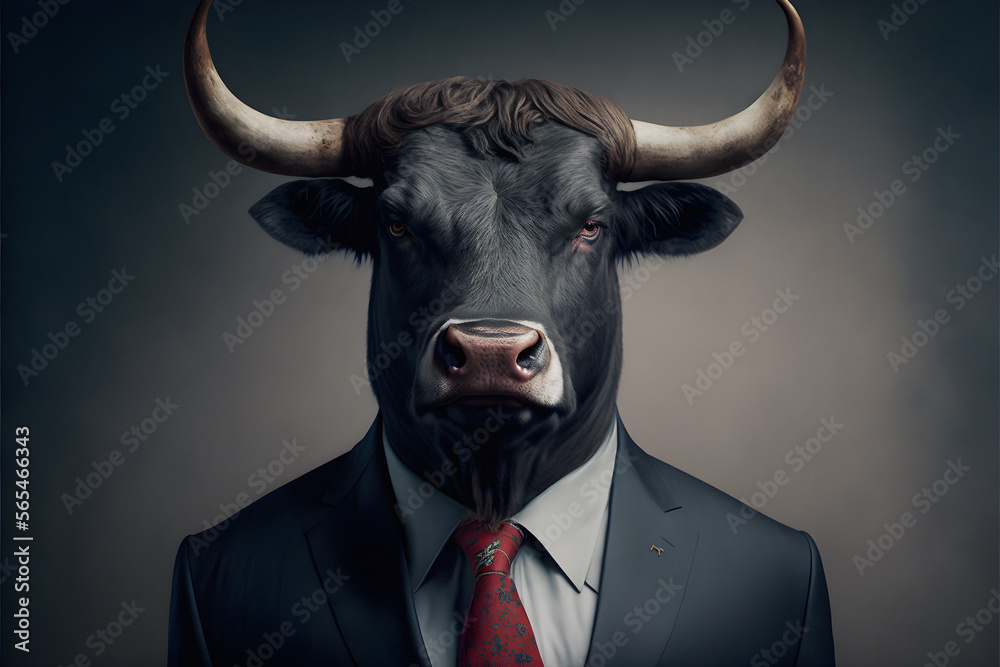 Portrait of a bull dressed in a formal business suit. 3d illustration Portrait of a bull dressed in a formal business suit. 3d illustration
