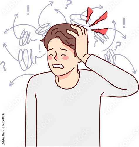 Foto Unhealthy man suffer from headache