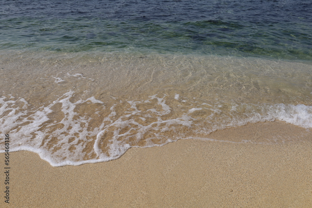 Sea wave on sandy beach. Background . summer concept