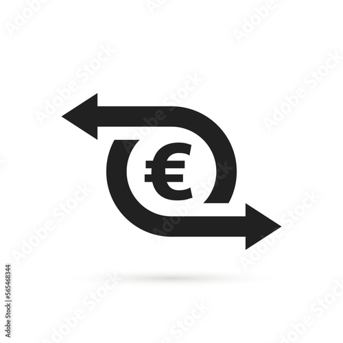 easy cash flow icon with euro black symbol