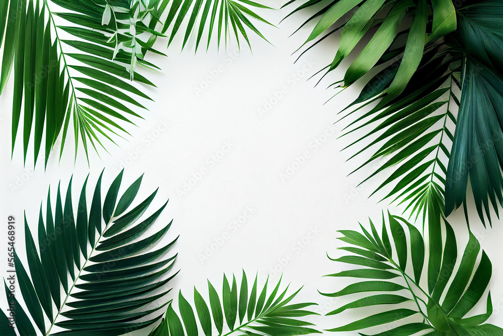 Tropical leaves palm branch. Illustration Generative AI