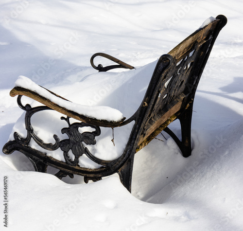 bench in the snow Fototapet