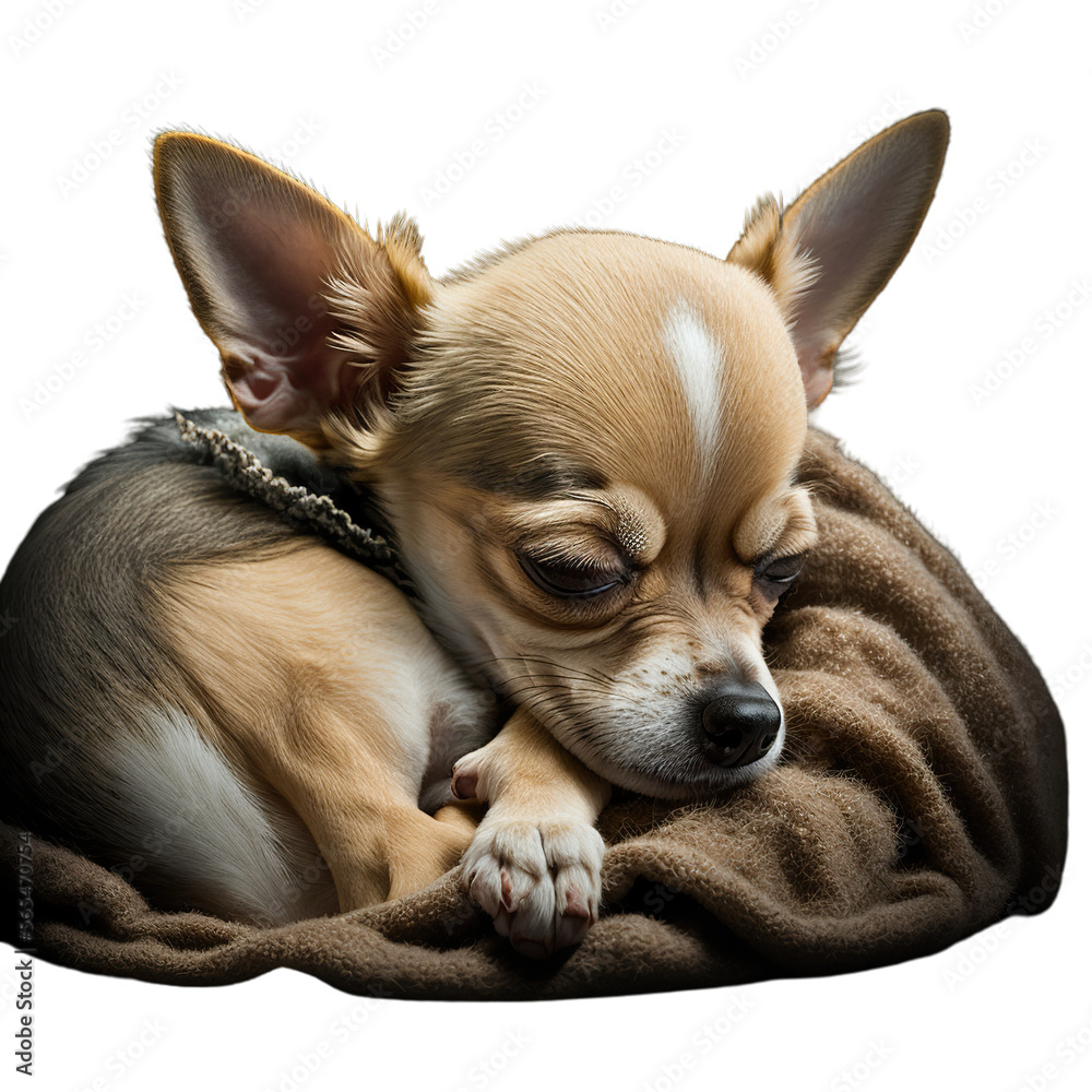 Sleeping Chihuahua Dog in a invisible background Generative AI