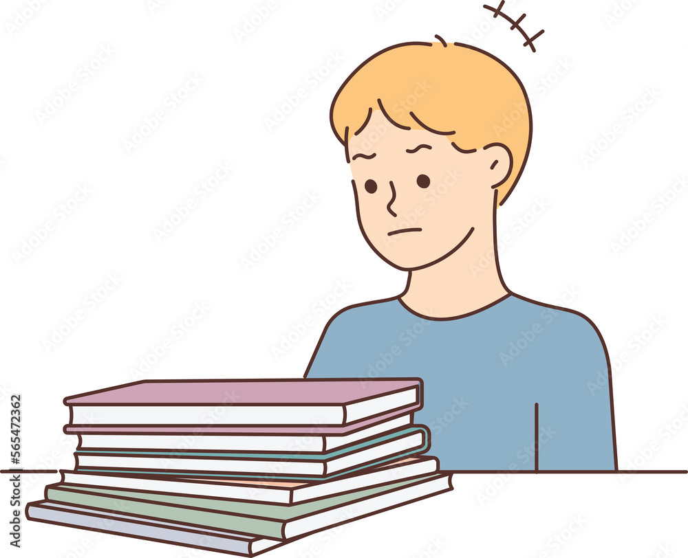 Unhappy child unmotivated about studying Unhappy child unmotivated about studying