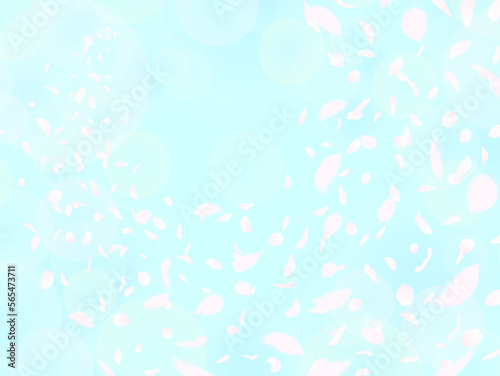 さくらの背景⑤花びら舞う_水色背景