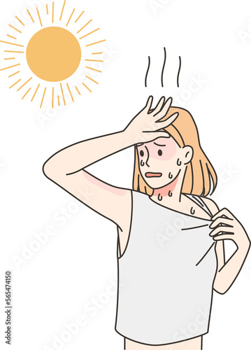Overheated woman suffer from hot weather