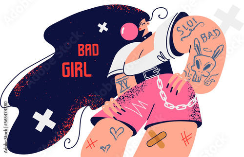 Canvas-taulu Bad girl with tattoos