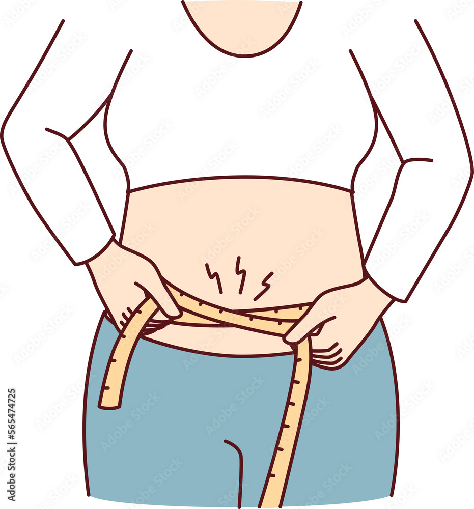 Φωτογραφία Woman wants to lose extra pounds measures waist size to track result of training
