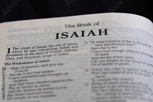 Fotografia, Obraz title page from the book of Isaiah in the bible or torah for faith, christian, j